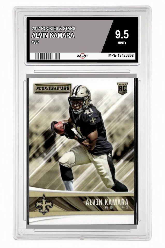2017 ROOKIES & STARS #257 ALVIN KAMARA MPE 9.5 MINT+ — graded card auctioned from the MPE vault