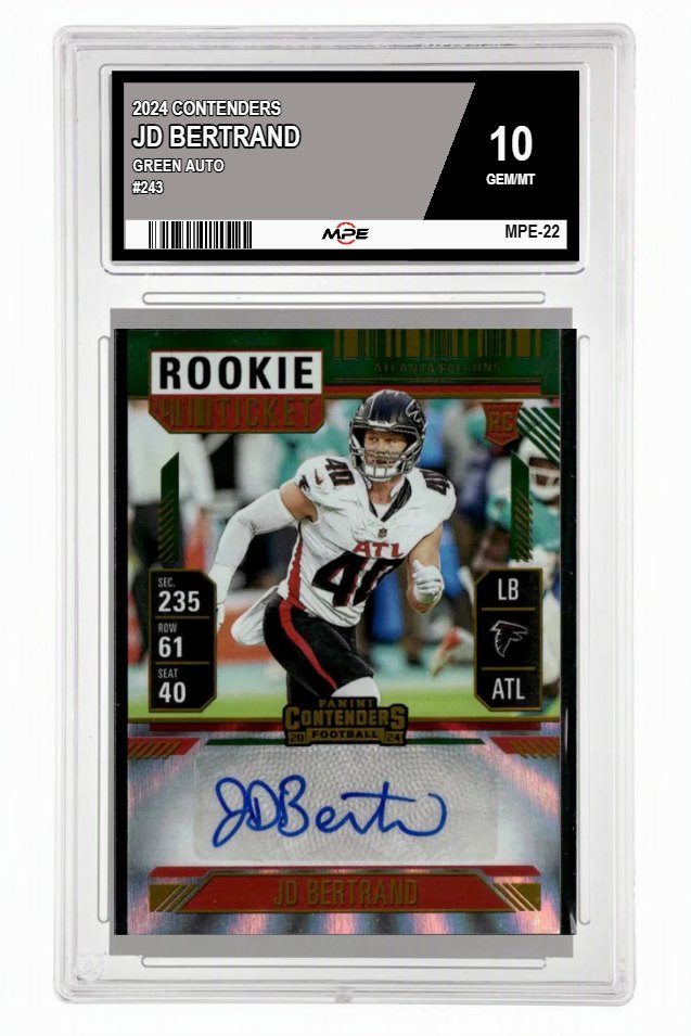 2024 CONTENDERS GREEN AUTO #243 JD BERTRAND MPE 10 GEM/MT — graded card auctioned from the MPE vault