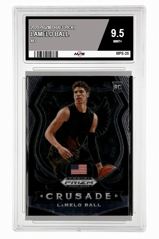 2020 PRIZM DRAFT PICKS #83 LAMELO BALL MPE 9.5 MINT+ — graded card auctioned from the MPE vault