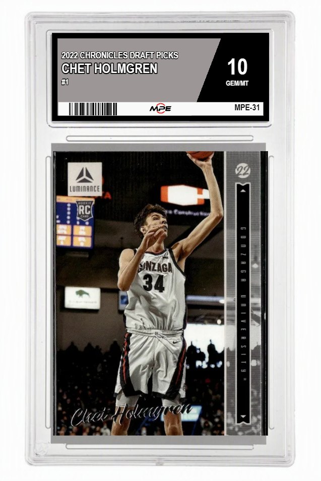 2022 CHRONICLES DRAFT PICKS #1 CHET HOLMGREN MPE 10 GEM/MT — graded card auctioned from the MPE vault