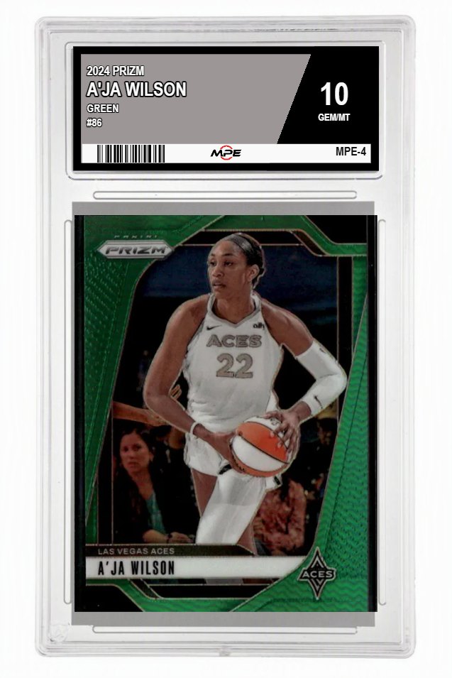 2024 PRIZM GREEN #86 A'JA WILSON MPE 10 GEM/MT — graded card auctioned from the MPE vault