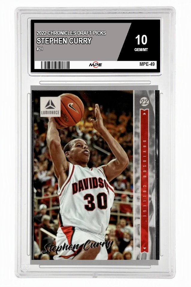 2022 CHRONICLES DRAFT PICKS #21 STEPHEN CURRY MPE 10 GEM/MT — graded card auctioned from the MPE vault