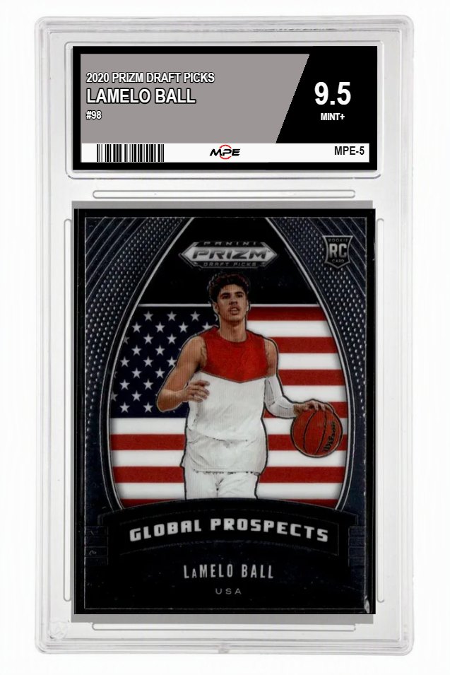 2020 PRIZM DRAFT PICKS #98 LAMELO BALL MPE 9.5 MINT+ — graded card auctioned from the MPE vault