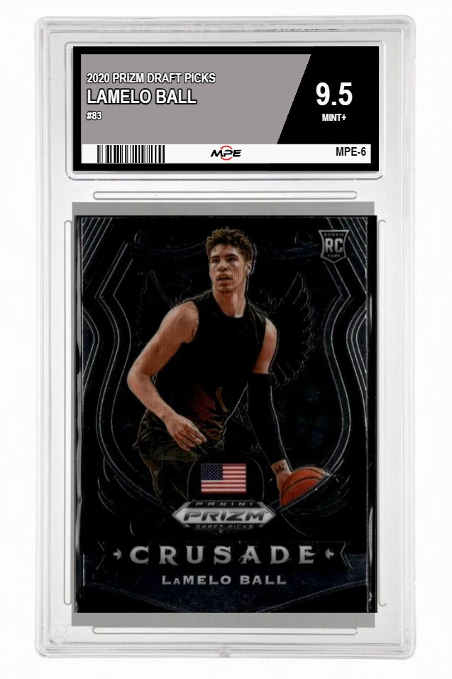 2020 PRIZM DRAFT PICKS #83 LAMELO BALL MPE 9.5 MINT+ — graded card auctioned from the MPE vault