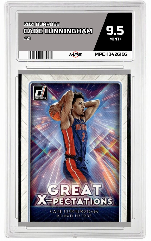 2021 DONRUSS #21 CADE CUNNINGHAM MPE 9.5 MINT+ — graded card auctioned from the MPE vault
