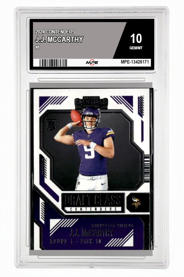 2024 CONTENDERS #8 J.J. MCCARTHY MPE 10 GEM/MT — graded card up for auction