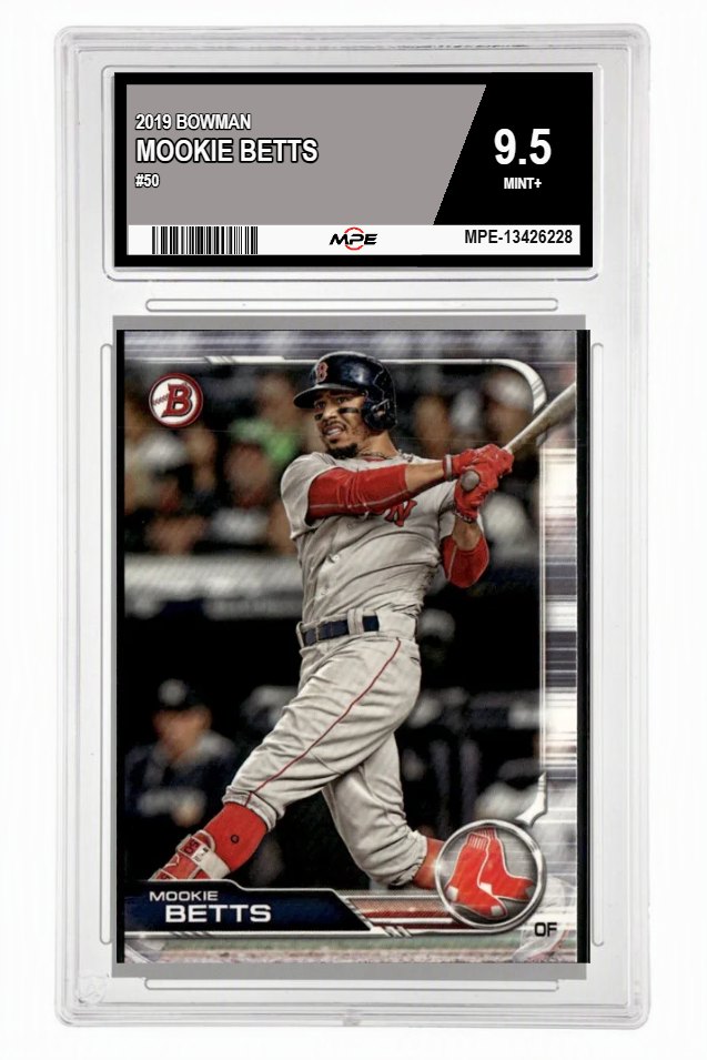 2019 BOWMAN #50 MOOKIE BETTS MPE 9.5 MINT+ — graded card auctioned from the MPE vault