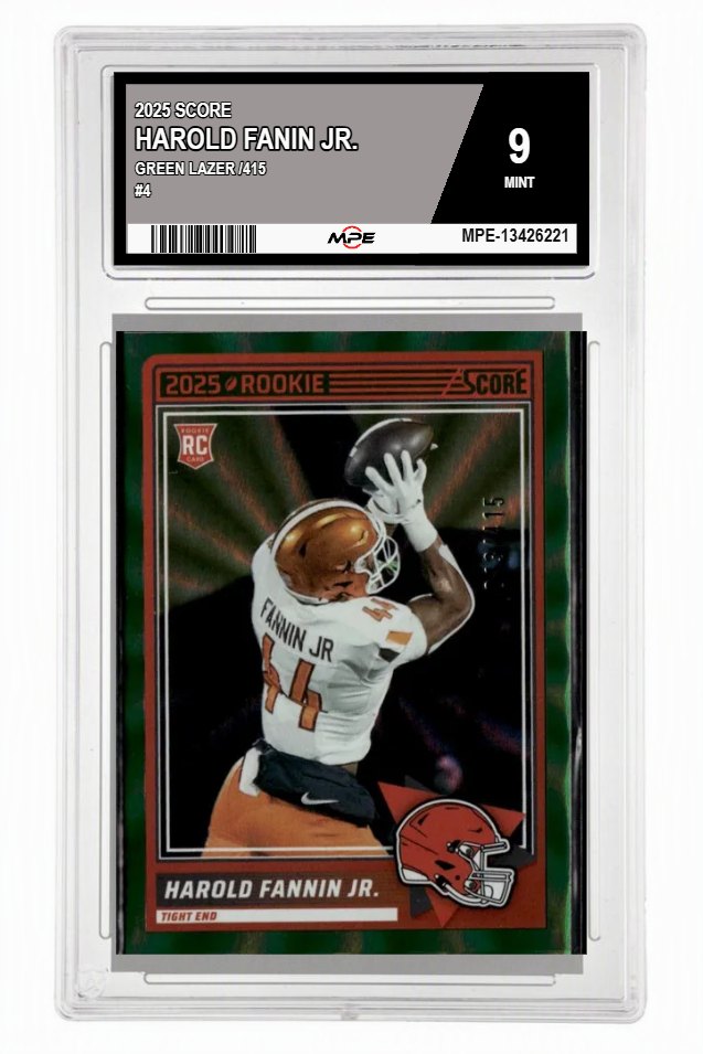 2025 SCORE GREEN LAZER /415 #4 HAROLD FANIN JR. MPE 9 MINT — graded card auctioned from the MPE vault