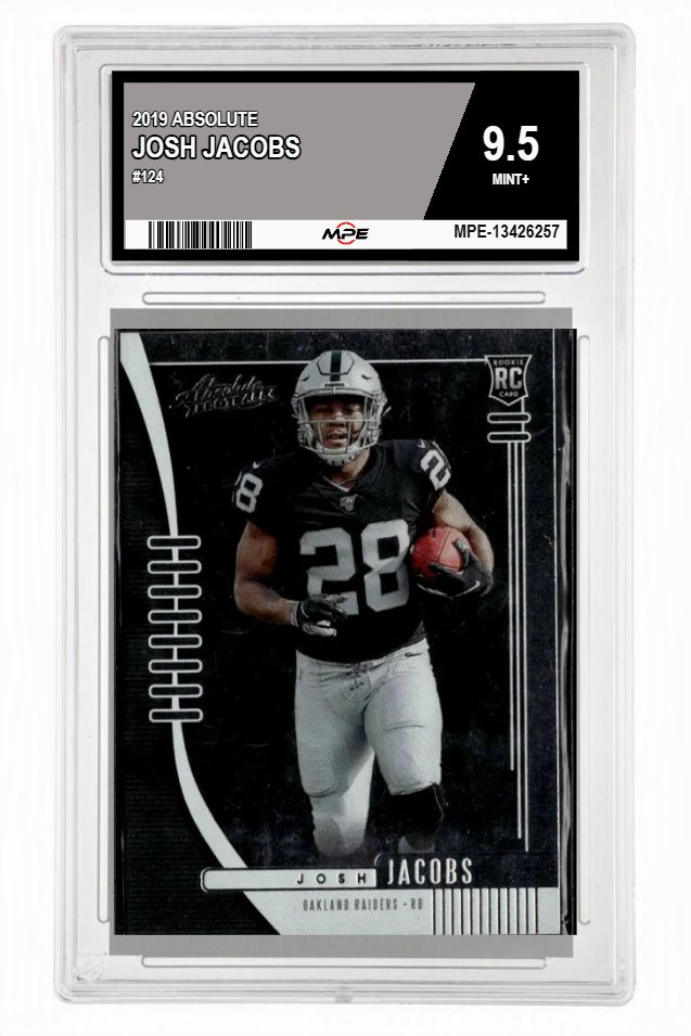 2019 ABSOLUTE #124 JOSH JACOBS MPE 9.5 MINT+ — graded card up for auction