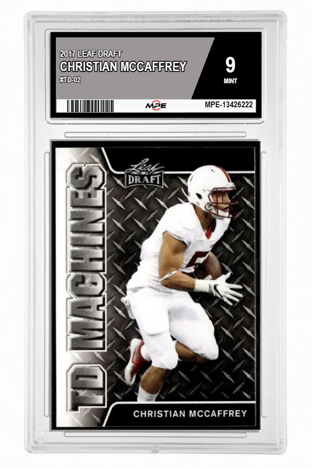 2017 LEAF DRAFT #TD-02 CHRISTIAN MCCAFFREY MPE 9 MINT — graded card auctioned from the MPE vault