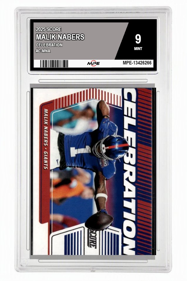 2025 SCORE CELEBRATION #C-MNA MALIK NABERS MPE 9 MINT — graded card auctioned from the MPE vault