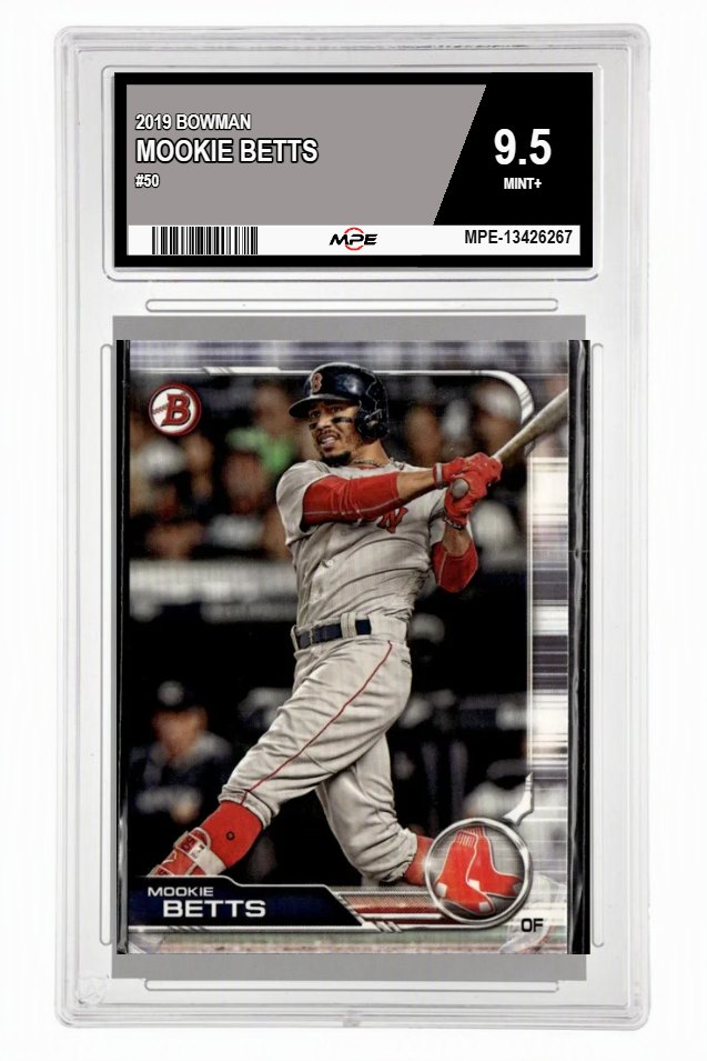 2019 BOWMAN #50 MOOKIE BETTS MPE 9.5 MINT+ — graded card auctioned from the MPE vault