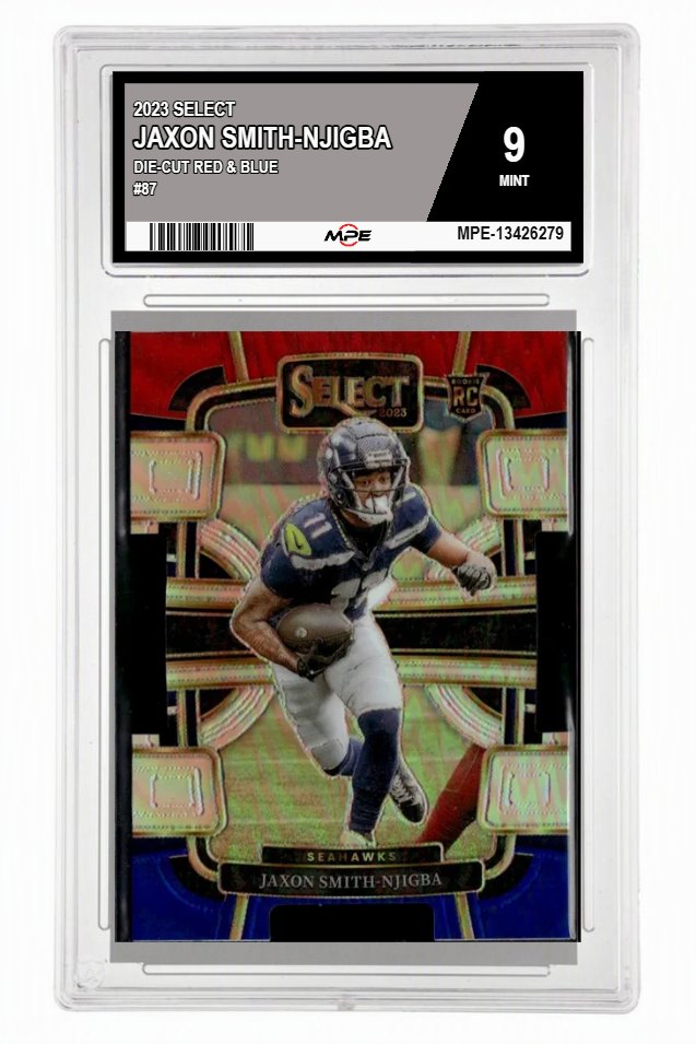 2023 SELECT DIE-CUT RED & BLUE #87 JAXON SMITH-NJIGBA MPE 9 MINT — graded card auctioned from the MPE vault