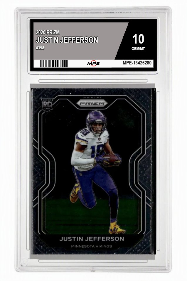 2020 PRIZM #398 JUSTIN JEFFERSON MPE 10 GEM/MT — graded card auctioned from the MPE vault