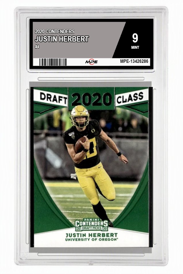 2020 CONTENDERS #4 JUSTIN HERBERT MPE 9 MINT — graded card auctioned from the MPE vault