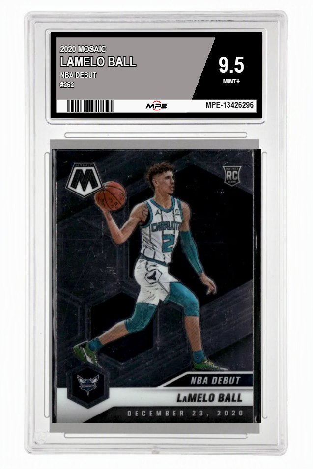 2020 MOSAIC NBA DEBUT #262 LAMELO BALL MPE 9.5 MINT+ — graded card auctioned from the MPE vault
