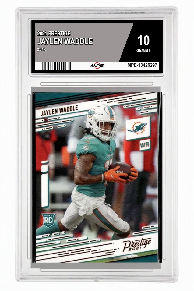2021 PRESTIGE #213 JAYLEN WADDLE MPE 10 GEM/MT — graded card auctioned from the MPE vault
