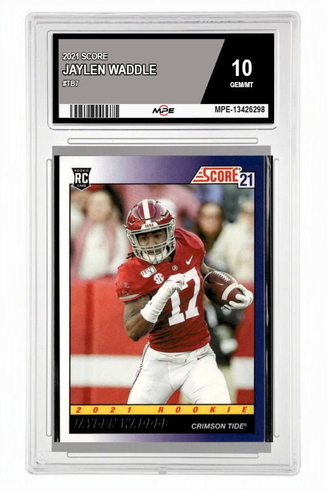 2021 SCORE #TB7 JAYLEN WADDLE MPE 10 GEM/MT — graded card auctioned from the MPE vault