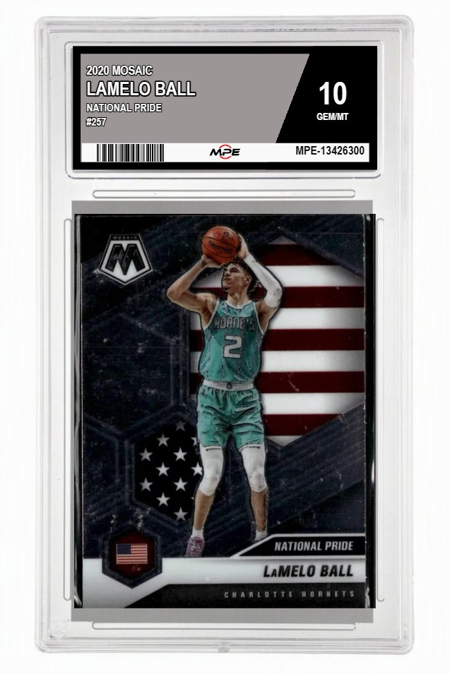 2020 MOSAIC NATIONAL PRIDE #257 LAMELO BALL MPE 10 GEM/MT — graded card auctioned from the MPE vault