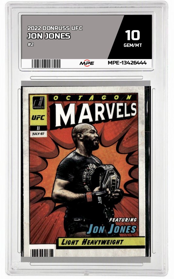 2022 DONRUSS UFC #2 JON JONES MPE 10 GEM/MT — graded card auctioned from the MPE vault