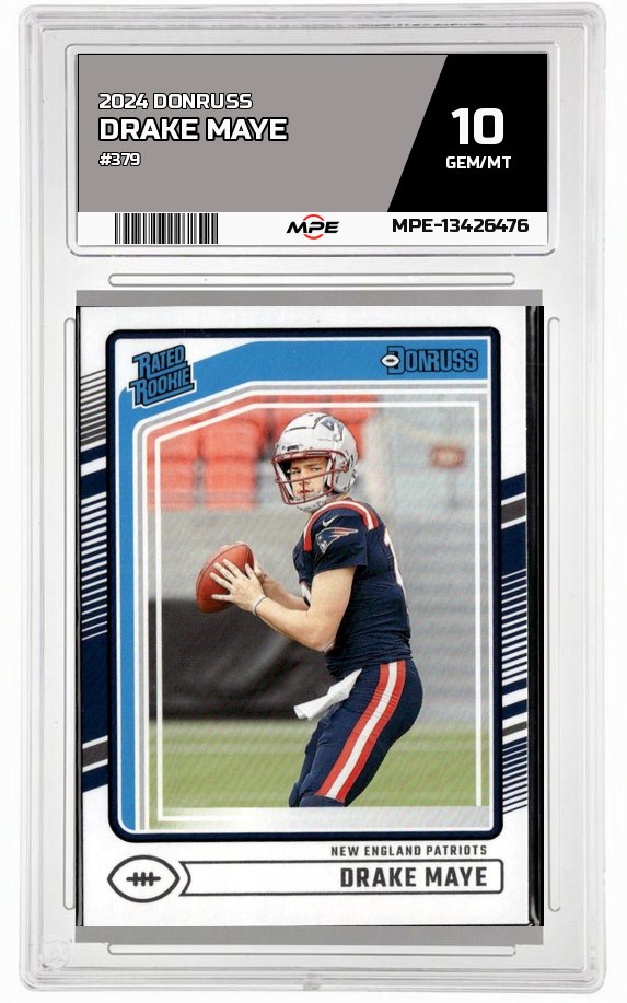 2024 DONRUSS #379 DRAKE MAYE MPE 10 GEM/MT — graded card auctioned from the MPE vault