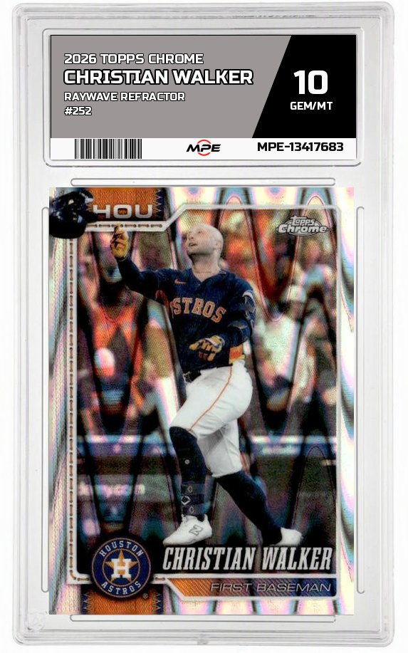 2026 TOPPS CHROME RAYWAVE REFRACTOR #252 CHRISTIAN WALKER MPE 10 GEM/MT — graded card auctioned from the MPE vault