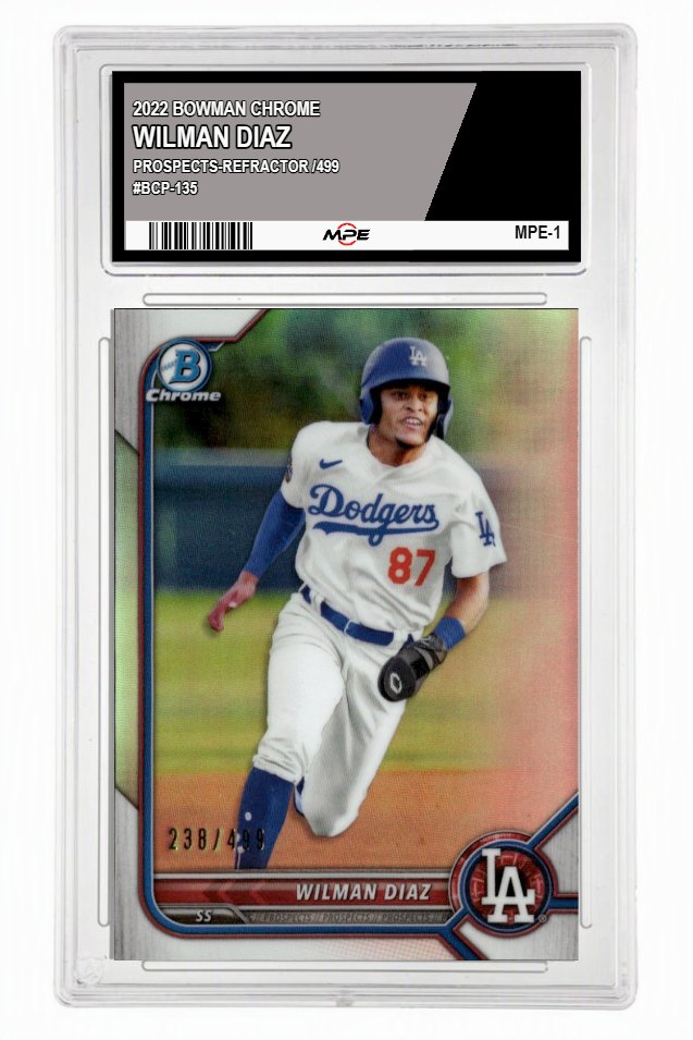 2022 BOWMAN CHROME PROSPECTS-REFRACTOR /499 #BCP-135 WILMAN DIAZ MPE 9.5 MINT+ — graded card up for auction