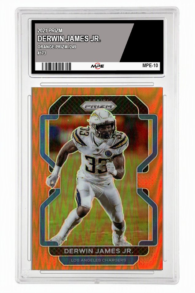 2021 PRIZM ORANGE PRIZM /249 #173 DERWIN JAMES JR. MPE 10 GEM/MT — graded card up for auction