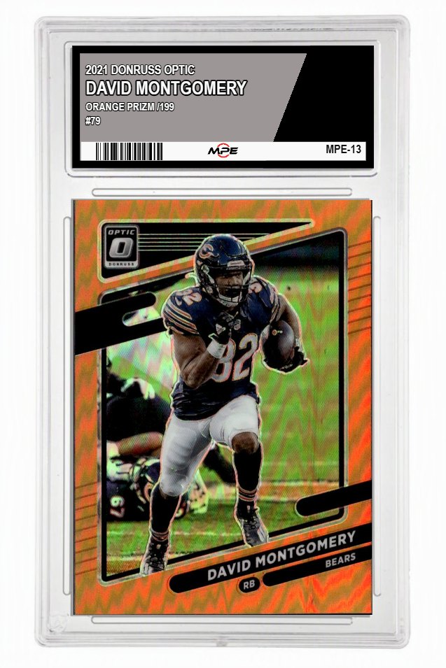 2021 DONRUSS OPTIC ORANGE PRIZM /199 #79 DAVID MONTGOMERY MPE 9.5 MINT+ — graded card up for auction