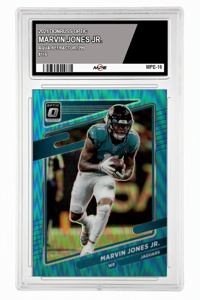 2021 DONRUSS OPTIC AQUA REF. /299 #116 MARVIN JONES JR. MPE 9.5 MINT+ — graded card up for auction
