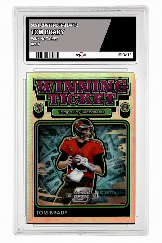 2021 CONTENDERS OPTIC WINNING TICKET #WT5 TOM BRADY MPE 9.5 MINT+ — graded card up for auction