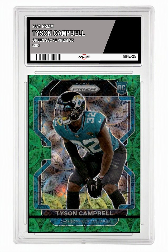 2021 PRIZM GREEN SCOPE PRIZM /75 #384 TYSON CAMPBELL MPE 10 GEM/MT — graded card up for auction