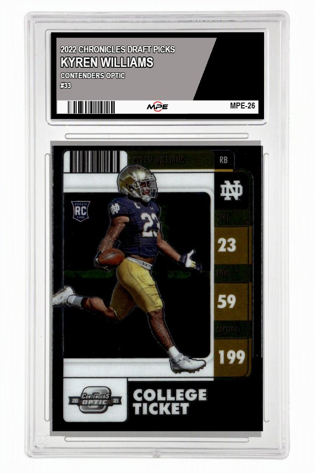 2022 CHRONICLES DRAFT PICKS CONTENDERS OPTIC #33 KYREN WILLIAMS MPE 9 MINT — graded card up for auction