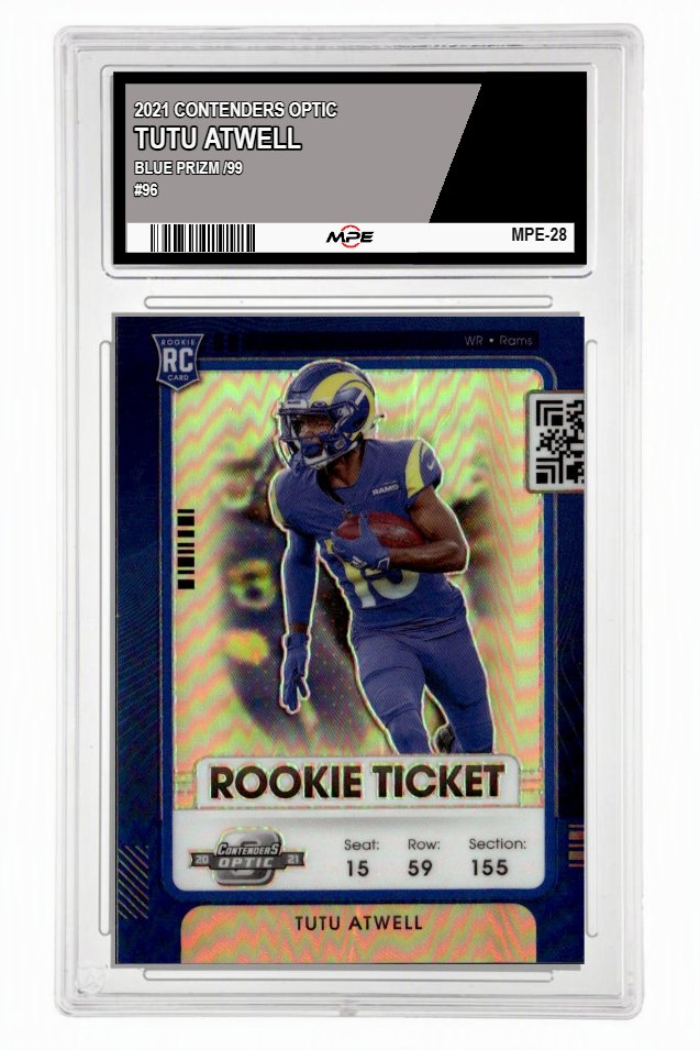 2021 CONTENDERS OPTIC BLUE PRIZM /99 #96 TUTU ATWELL MPE 9 MINT — graded card up for auction