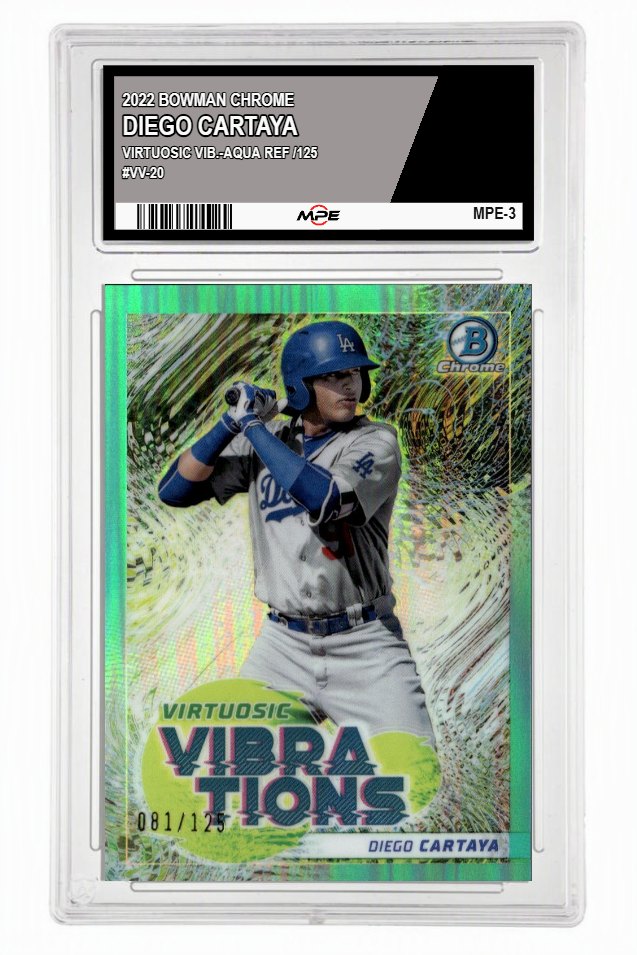 2022 BOWMAN CHROME VIRTUOSIC VIB.-AQUA REF /125 #VV-20 DIEGO CARTAYA MPE 9 MINT — graded card up for auction