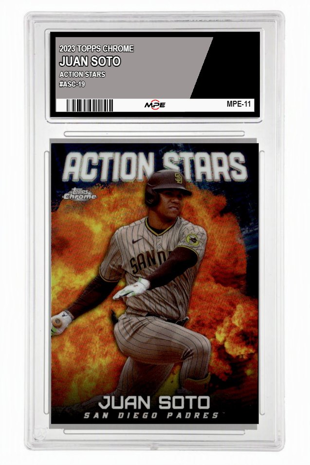 2023 TOPPS CHROME ACTION STARS #ASC-19 JUAN SOTO MPE 9.5 MINT+ — graded card auctioned from the MPE vault