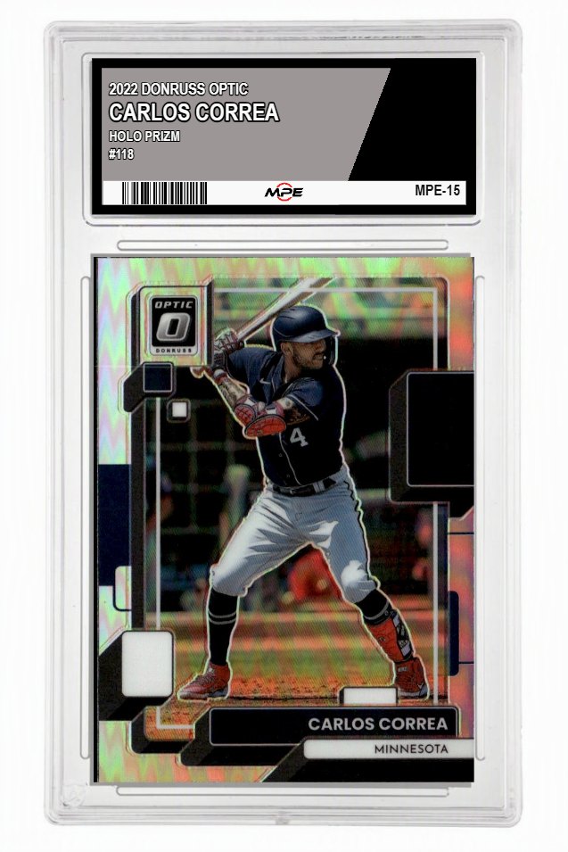 2022 DONRUSS OPTIC HOLO PRIZM #118 CARLOS CORREA MPE 10 GEM/MT — graded card auctioned from the MPE vault
