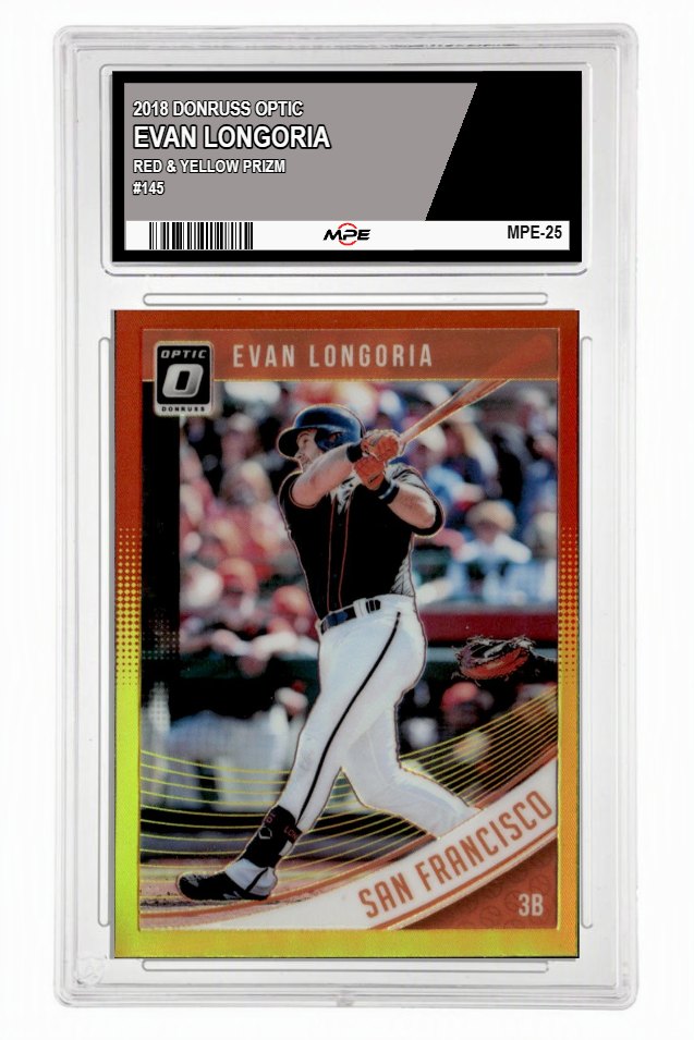 2018 DONRUSS OPTIC RED & YELLOW PRIZM #145 EVAN LONGORIA MPE 9 MINT — graded card up for auction