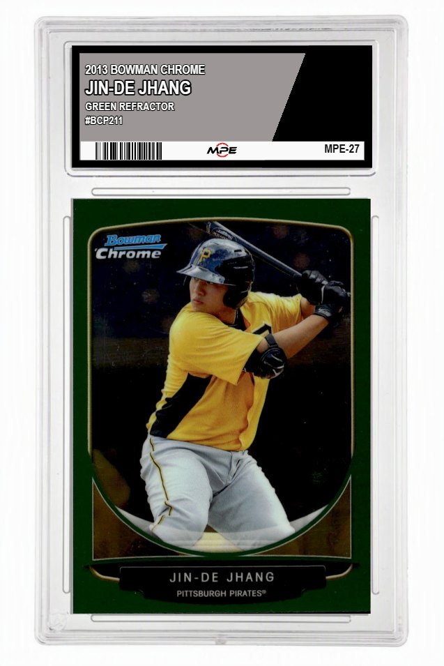 2013 BOWMAN CHROME GREEN REFRACTOR #BCP211 JIN-DE JHANG MPE 9 MINT — graded card up for auction