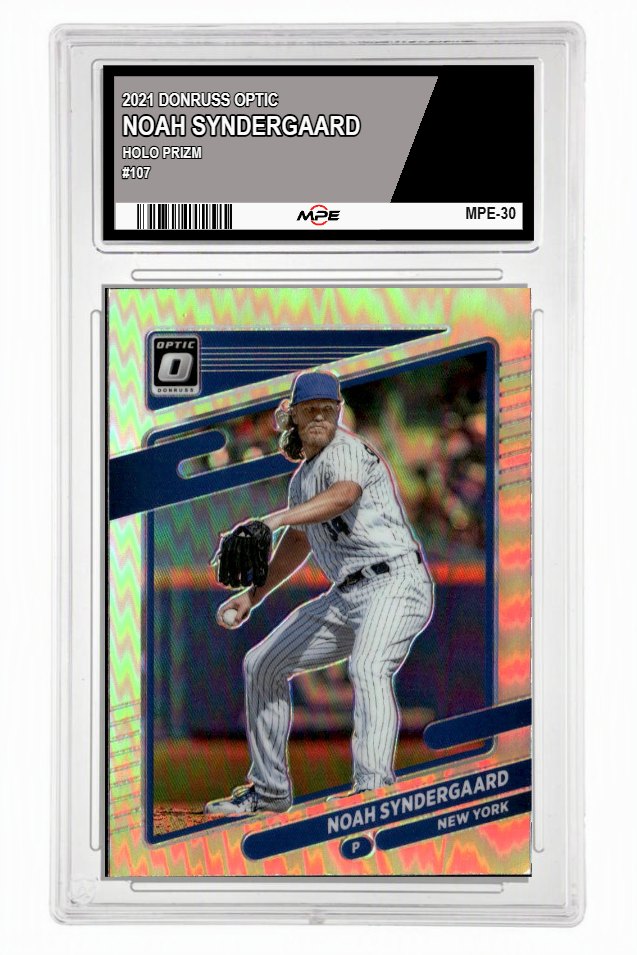 2021 DONRUSS OPTIC HOLO PRIZM #107 NOAH SYNDERGAARD MPE 9 MINT — graded card auctioned from the MPE vault