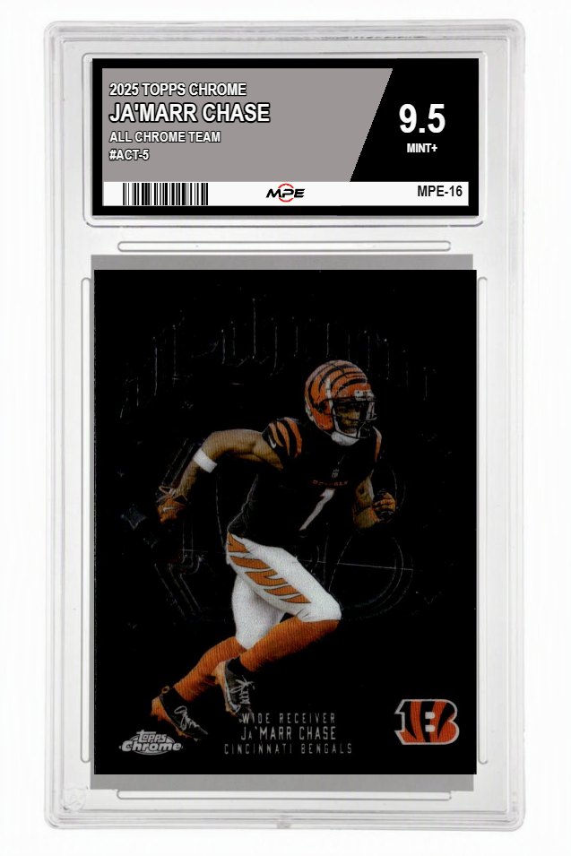2025 TOPPS CHROME ALL CHROME TEAM #ACT-5 JA'MARR CHASE MPE 9.5 MINT+ — graded card up for auction