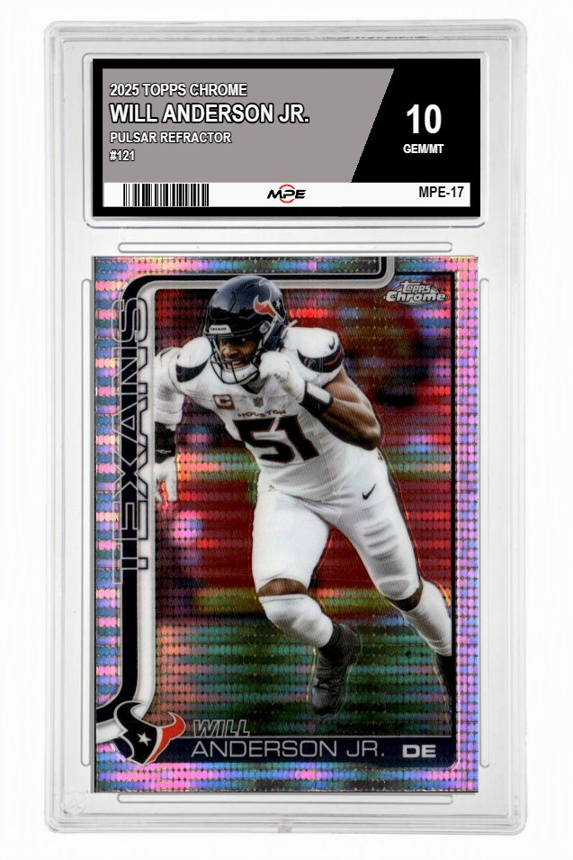 2025 TOPPS CHROME PULSAR REFRACTOR #121 WILL ANDERSON JR. MPE 10 GEM/MT — graded card up for auction