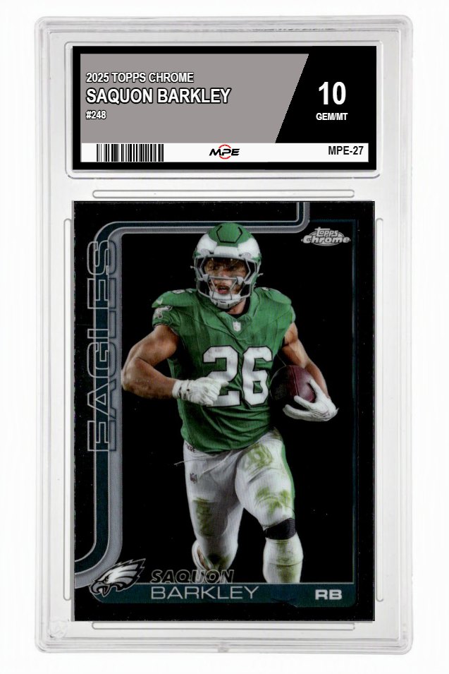 2025 TOPPS CHROME #248 SAQUON BARKLEY MPE 10 GEM/MT — graded card up for auction