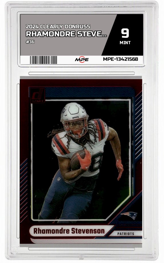2024 CLEARLY DONRUSS #36 RHAMONDRE STEVENSON MPE 9 MINT — graded card auctioned from the MPE vault