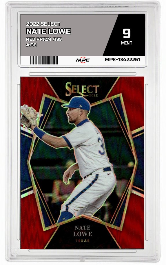 2022 SELECT RED PRIZM /199 #136 NATE LOWE MPE 9 MINT — graded card auctioned from the MPE vault