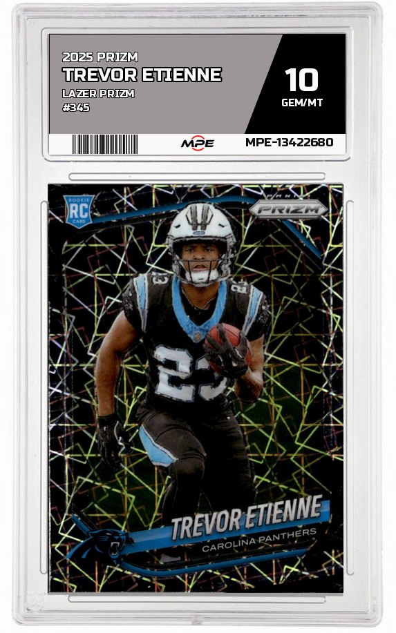 2025 PRIZM LAZER PRIZM #345 TREVOR ETIENNE MPE 10 GEM/MT — graded card auctioned from the MPE vault