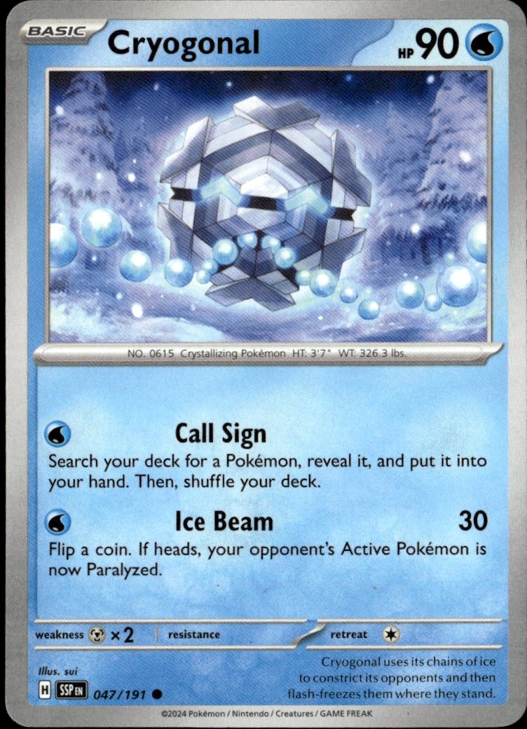 2024 POKEMON SSP SURGING SPARKS #047/191 CRYOGONAL MPE 10 GEM/MT — graded card auctioned from the MPE vault