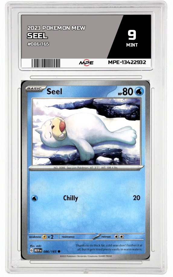 2023 POKEMON MEW #086/165 SEEL MPE 9 MINT — graded card up for auction