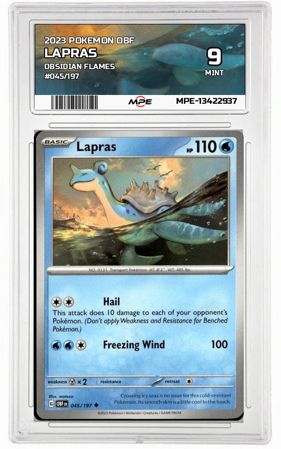 2023 POKEMON OBF OBSIDIAN FLAMES #045/197 LAPRAS MPE 9 MINT — graded card auctioned from the MPE vault