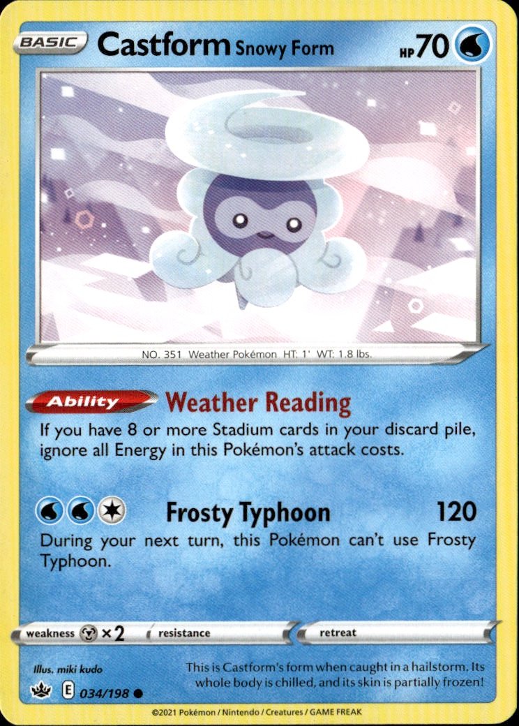 2021 Pokemon Sword And Shield Castform Snowy Form graded slab